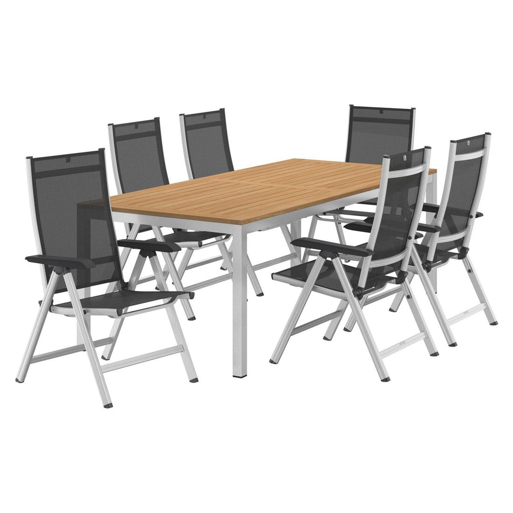 Detalj av aluminium ramme på Hagemøbelsett Basic Plus 6 plasser aluminium teak