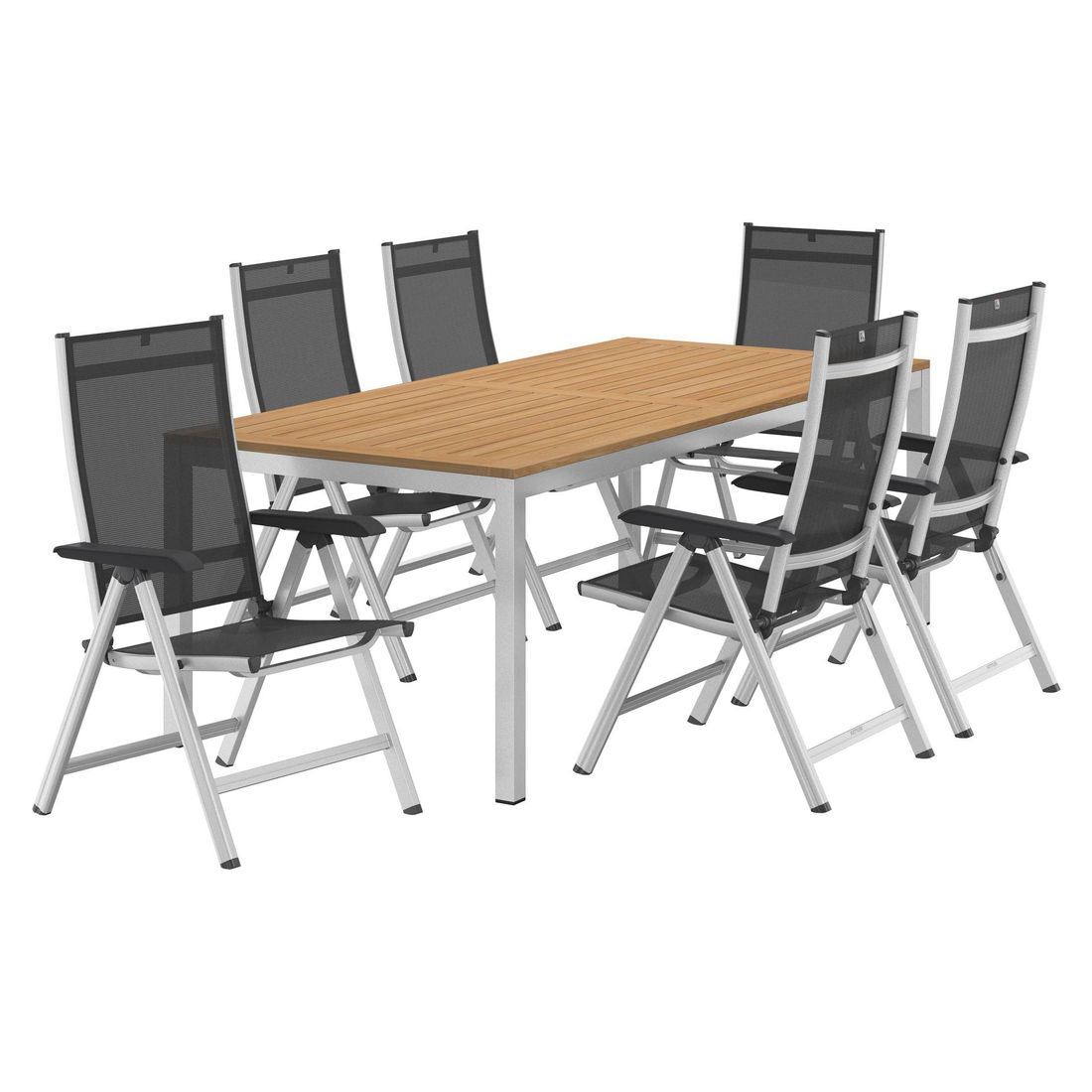 Detalj av aluminium ramme på Hagemøbelsett Basic Plus 6 plasser aluminium teak
