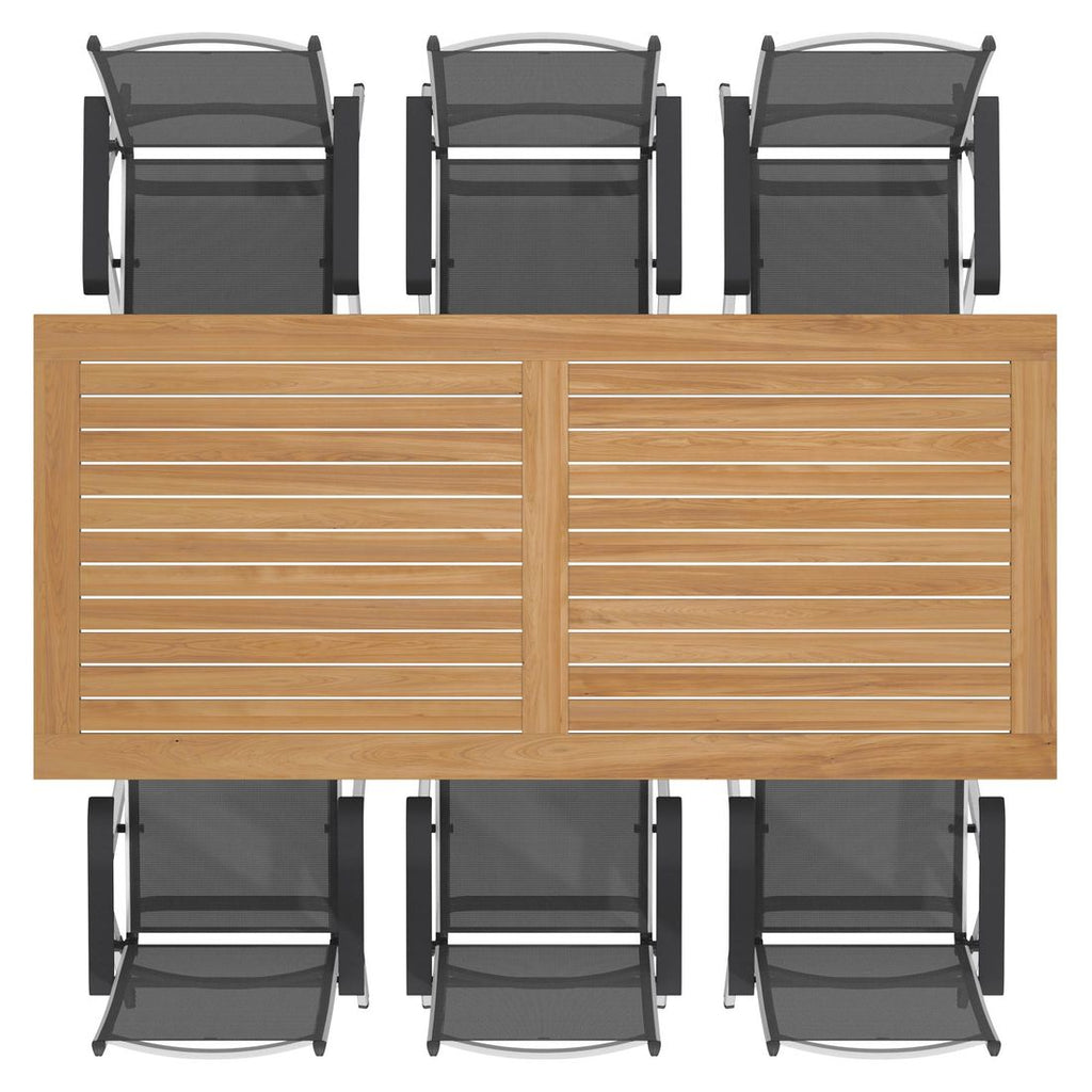 Detalj av tekstilene sitteflate på Hagemøbelsett Basic Plus 6 plasser aluminium teak