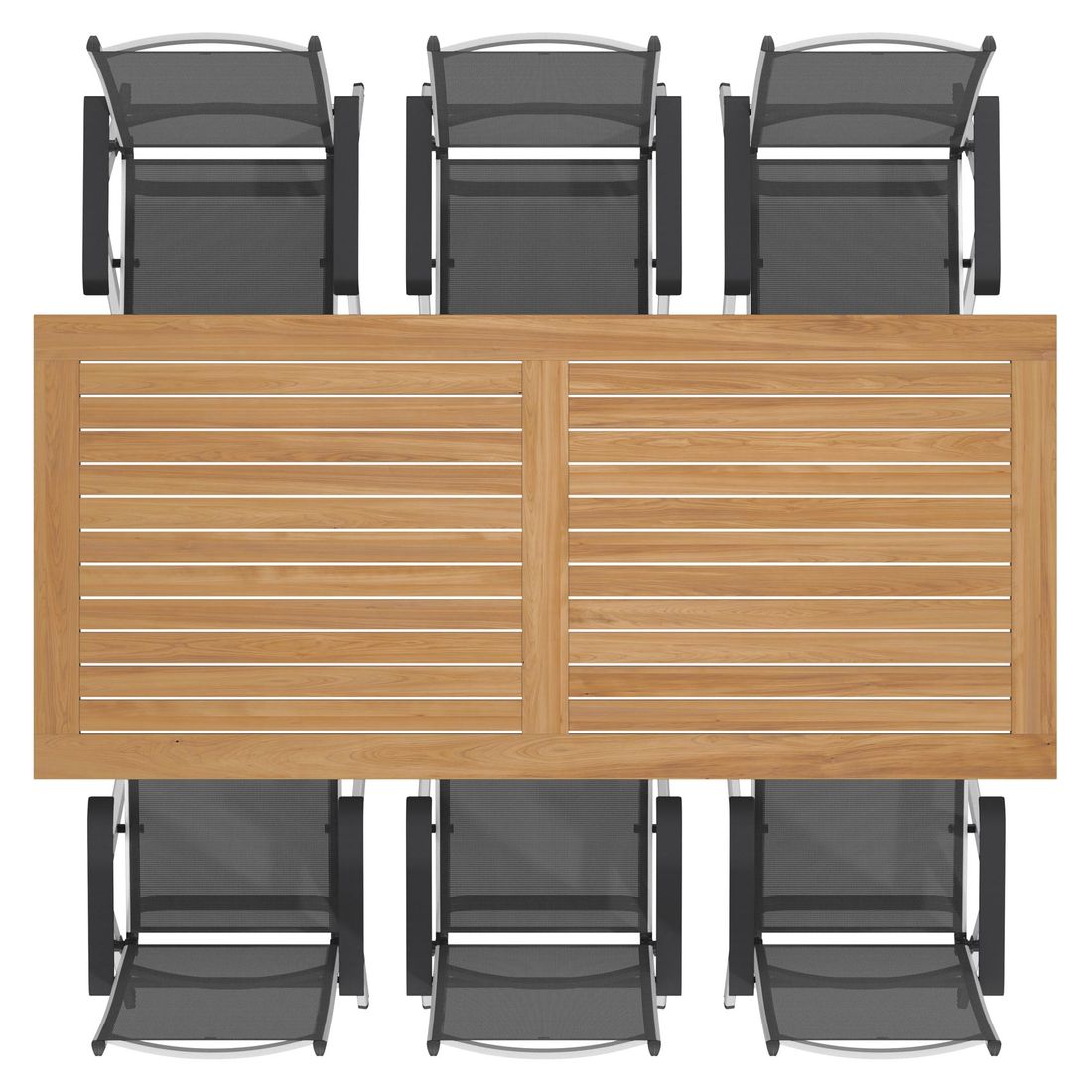 Detalj av tekstilene sitteflate på Hagemøbelsett Basic Plus 6 plasser aluminium teak