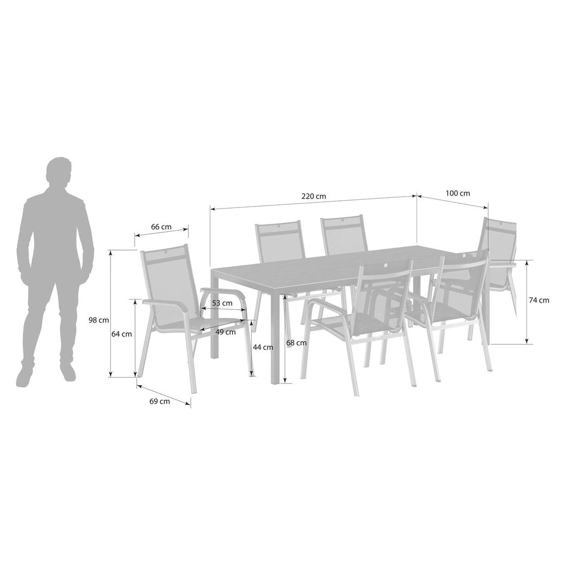 Detalj av Hagemøbelsett Basic Plus 6 plasser stol