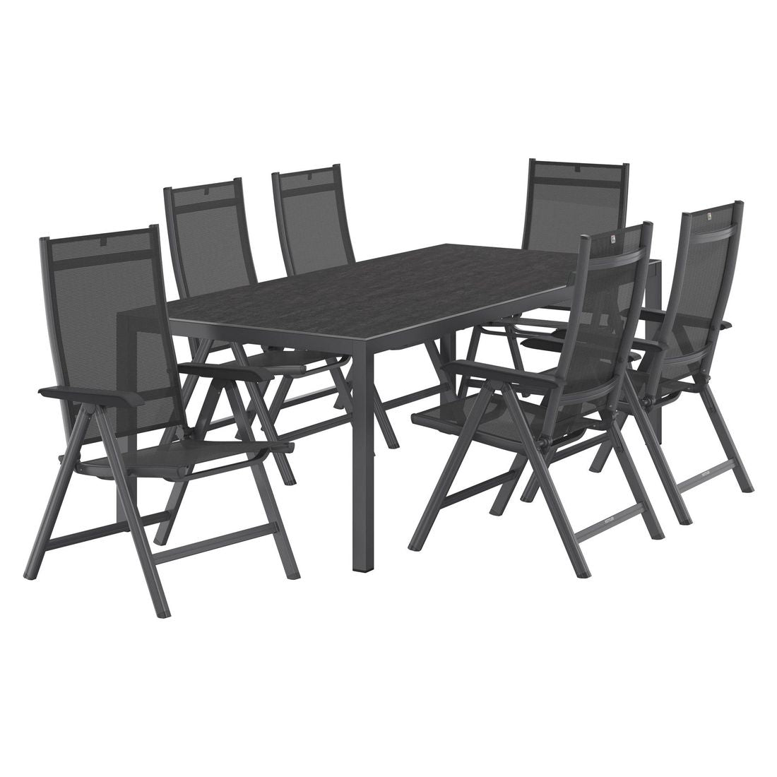 Hagemøbelsett Basic Plus 6 plasser, keramikk detalj av bordplate