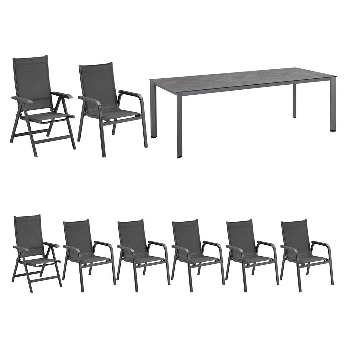 Detalj av aluminium ramme på Hagemøbelsett Basic Plus 8 plasser