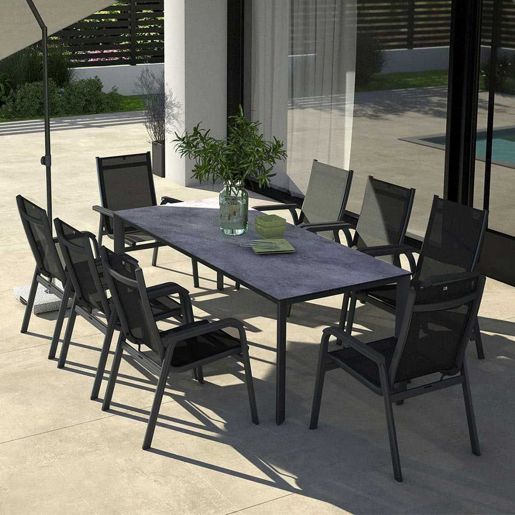 Hagemøbelsett Basic Plus 8 plasser aluminium sett bakside