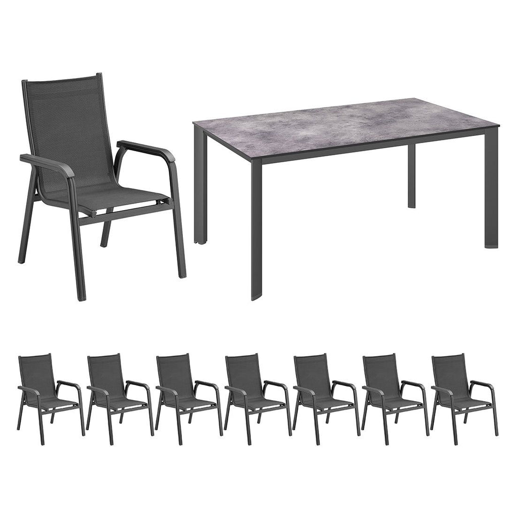 Hagemøbelsett Basic Plus 8 plasser aluminium detalj av bordplate