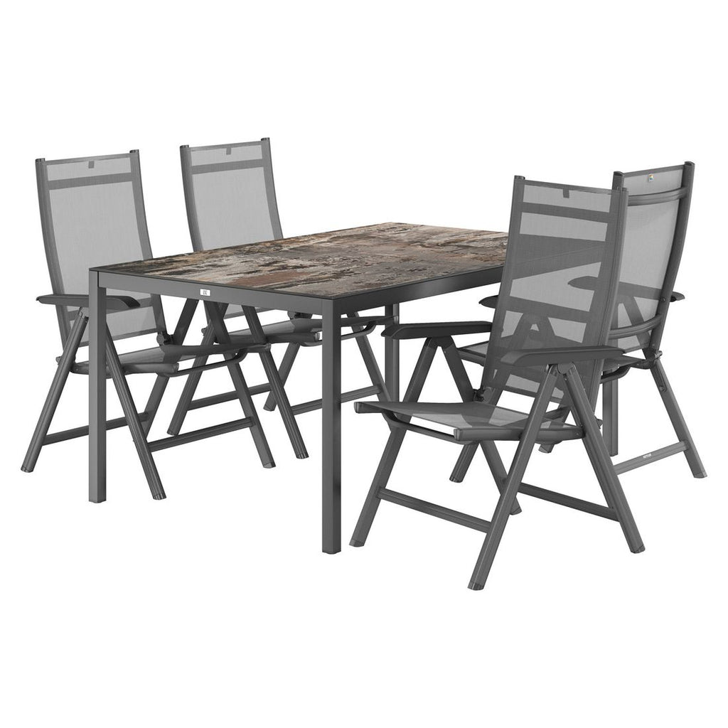 Hagemøbelsett Basic Plus aluminium/Dekton antrasitt forfra