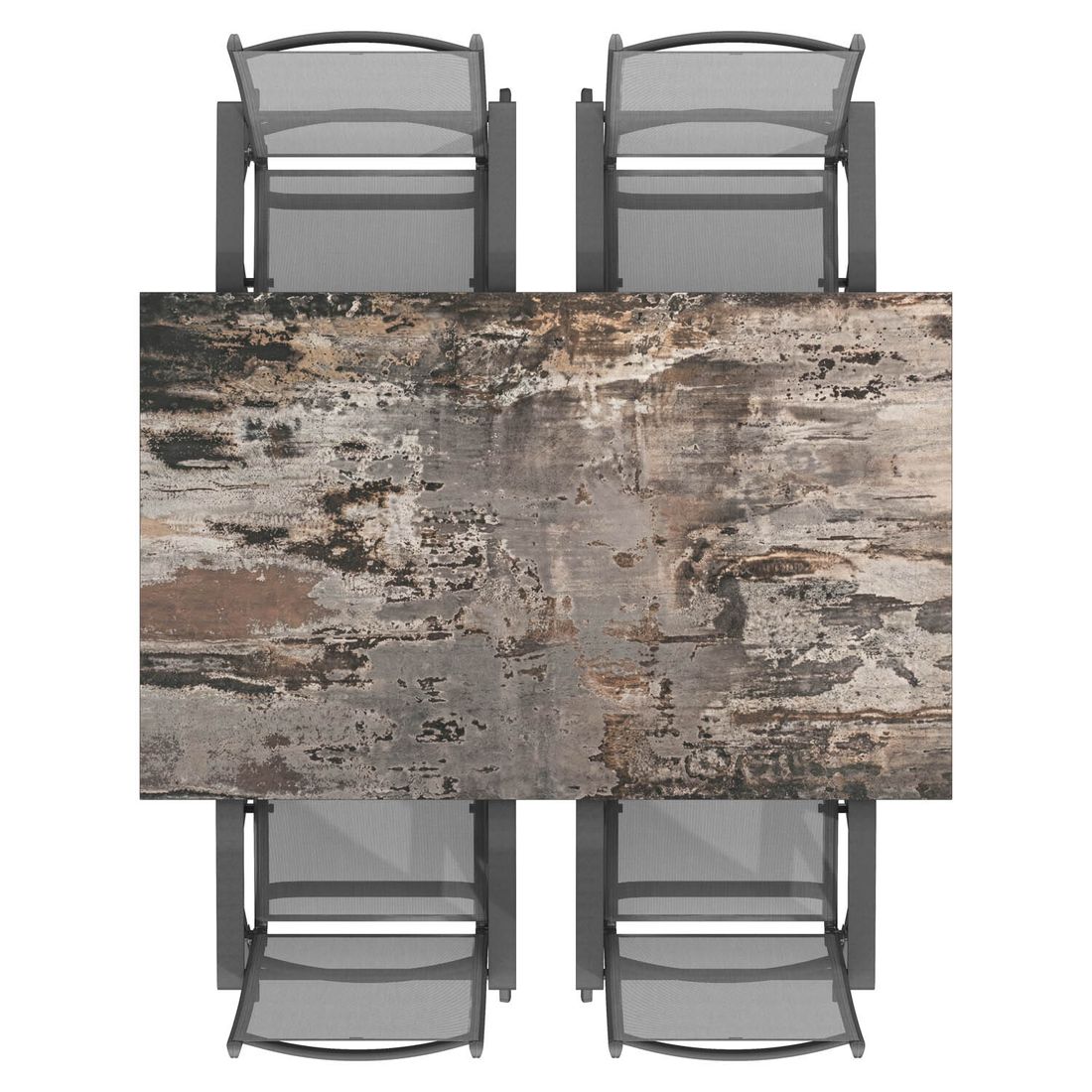 Hagemøbelsett Basic Plus aluminium/Dekton antrasitt montert på terrasse