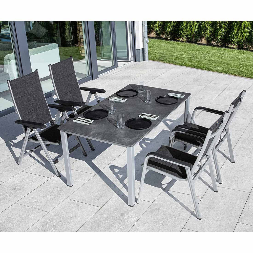 Hagemøbelsett Basic Plus Padded 4 plasser textilen 160x90 cm forfra