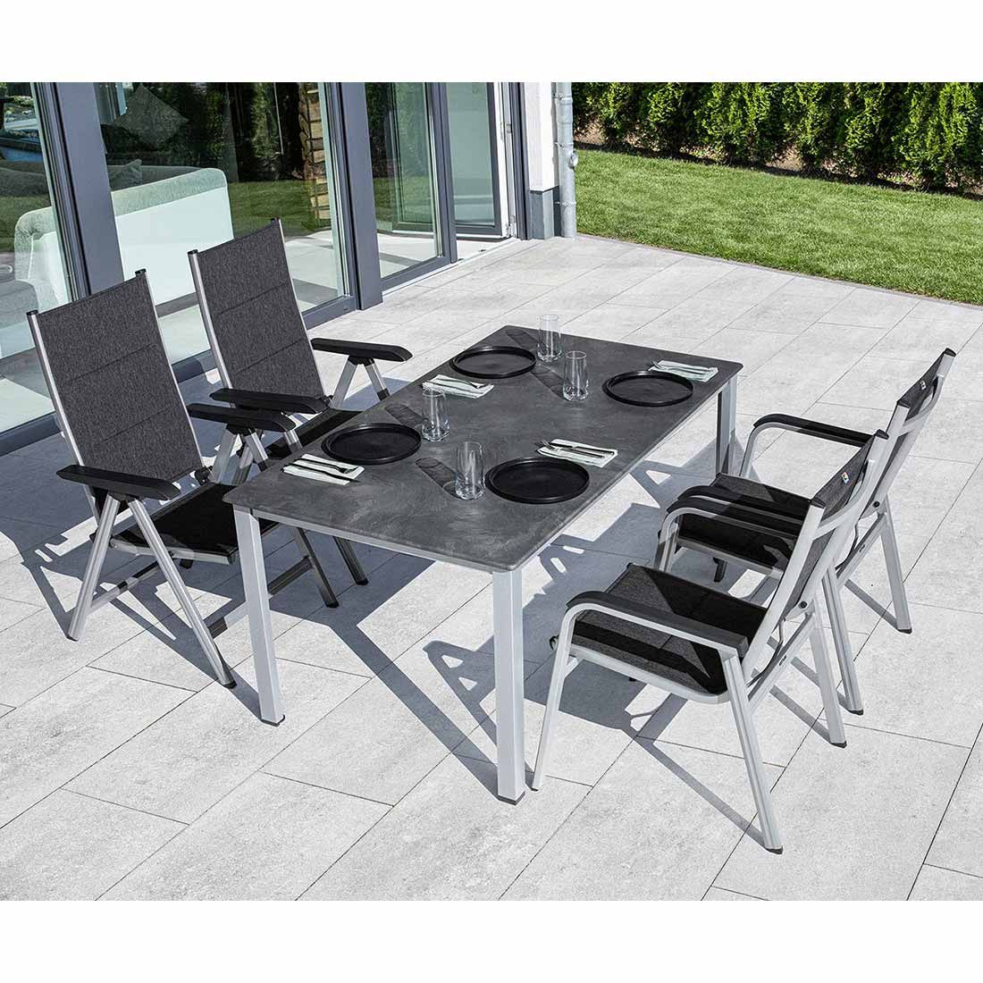 Hagemøbelsett Basic Plus Padded 4 plasser textilen 160x90 cm forfra