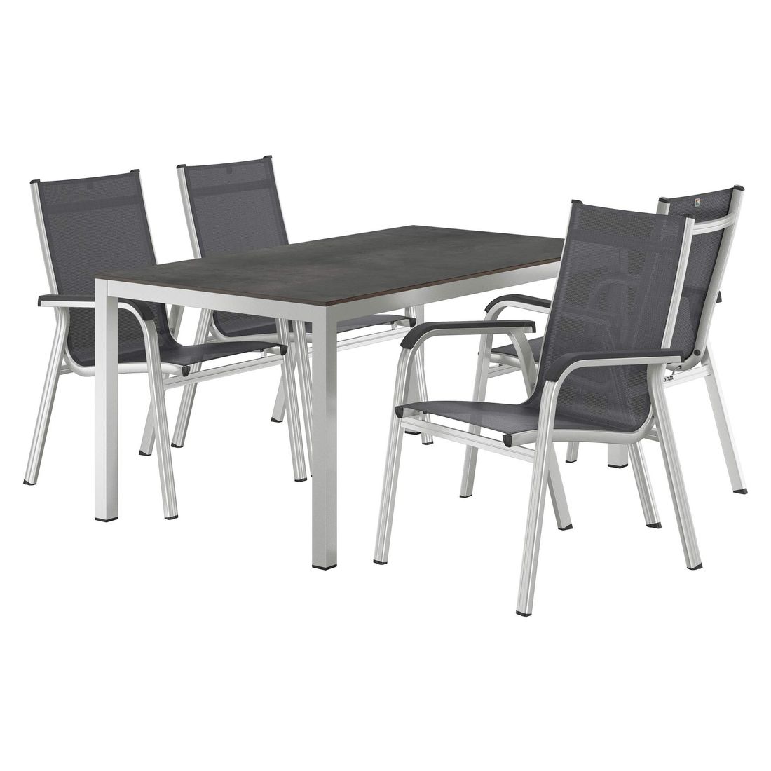 Detalj av Hagemøbelsett Basic Plus stabelbart 4 plasser stol