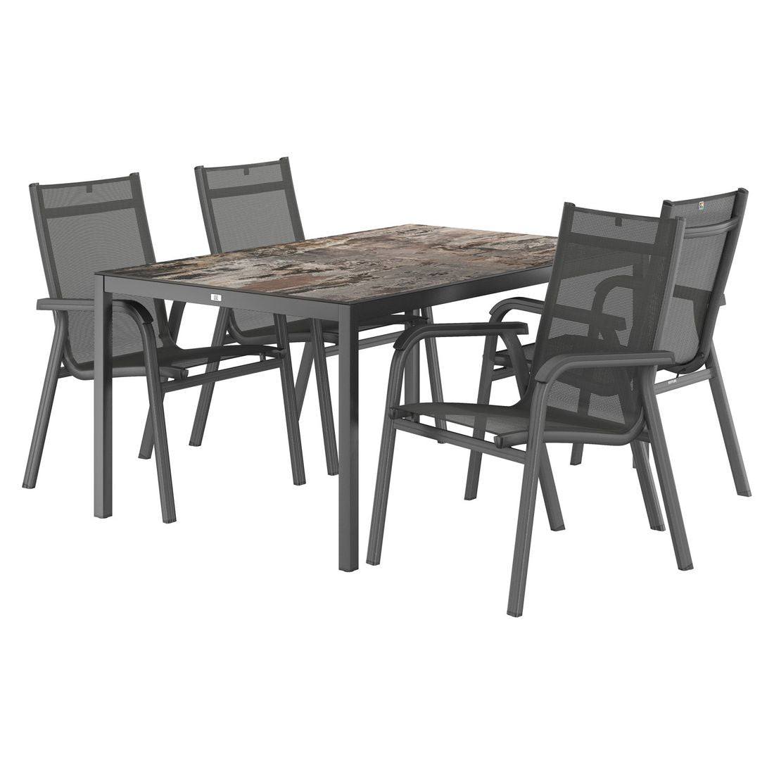 Hagemøbelsett Basic Plus stabelbart aluminium/Dekton - Kettler forfra