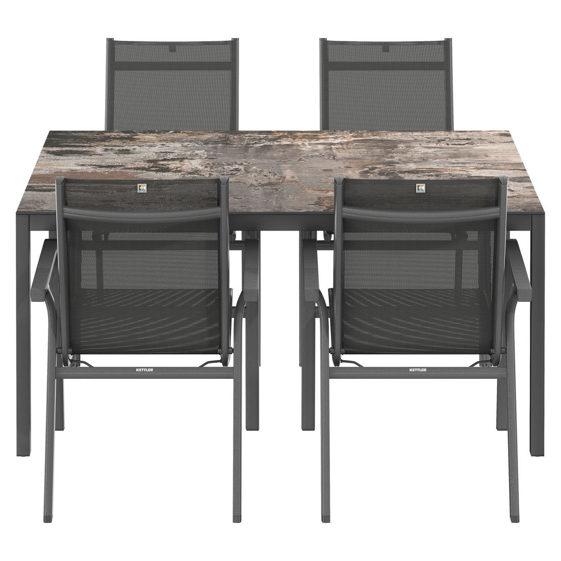 Hagemøbelsett Basic Plus stabelbart aluminium/Dekton - Kettler detalj av materiale
