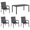 Hagemøbelsett Basic+ Premium 4 plasser aluminium HPL 160x90 cm forfra