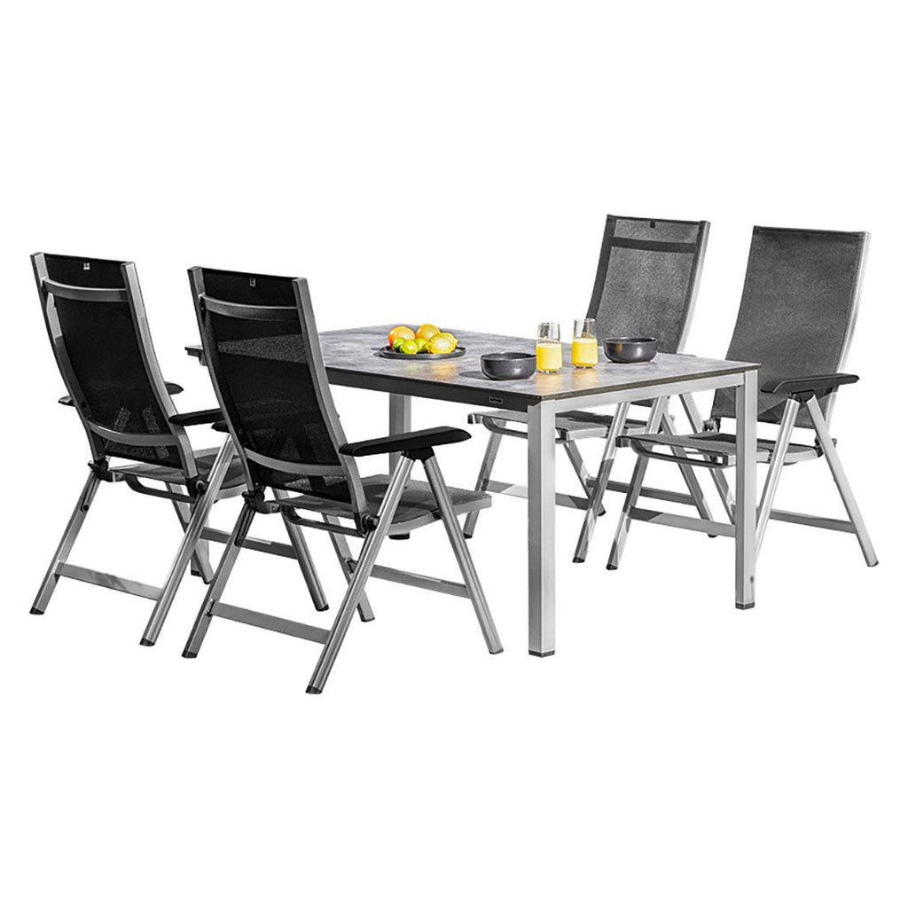 Hagemøbelsett Basic+ Premium 4 plasser aluminium HPL 160x95 cm - Kettler bakside