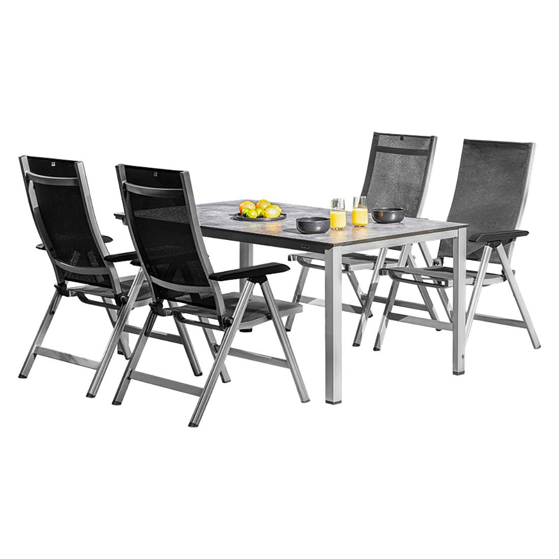 Hagemøbelsett Basic+ Premium 4 plasser aluminium HPL 160x95 cm - Kettler bakside