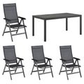 Hagemøbelsett Basic+ Premium 6 plasser aluminium HPL 160x90 cm forfra