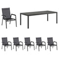 Hagemøbelsett Basic+ Premium 6 plasser aluminium HPL sett forfra