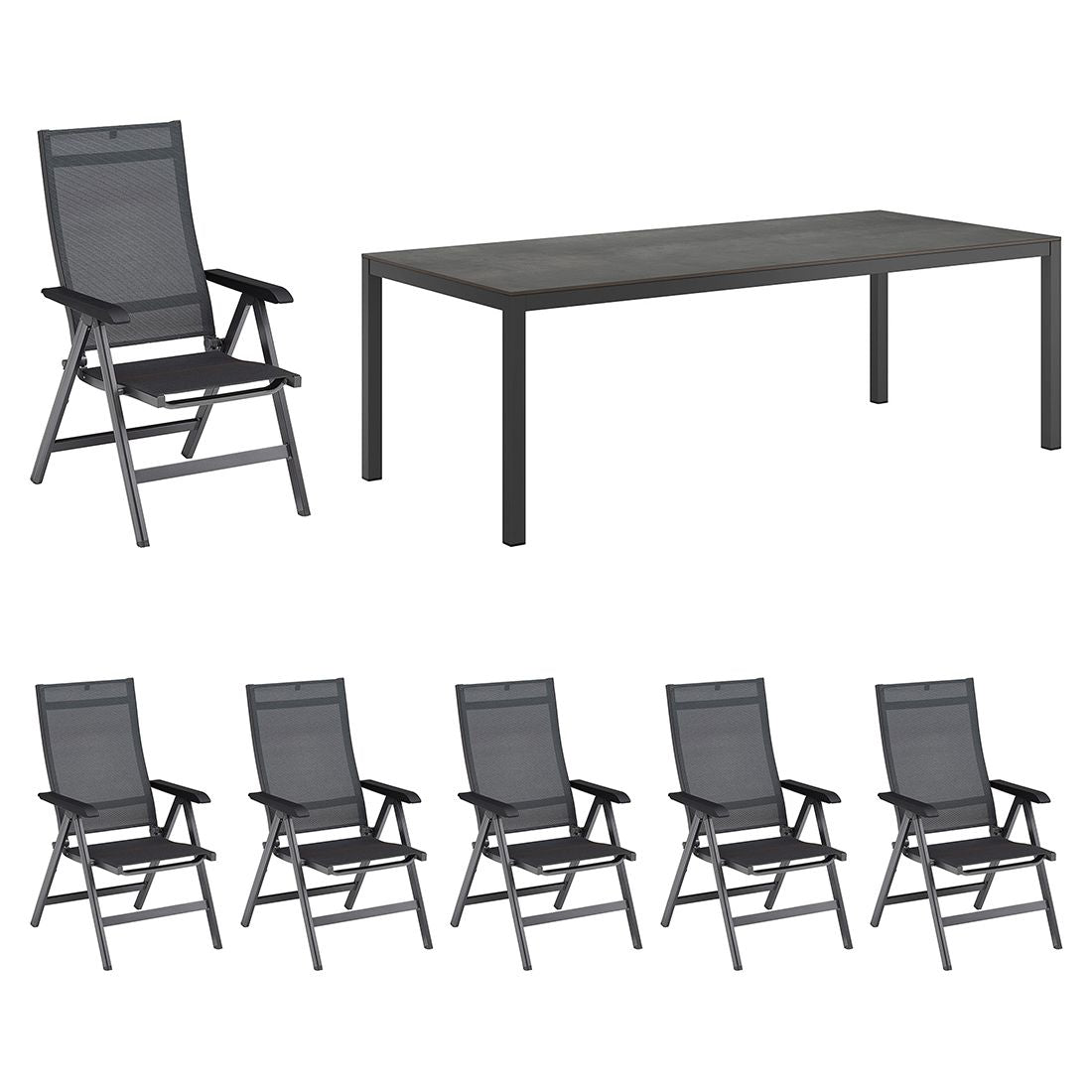 Detalj av bordplate på Hagemøbelsett Basic+ Premium 6 plasser klappbart HPL 220x100 cm - Kettler
