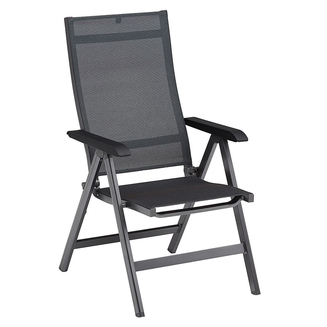 Nærbilde av stol med tekstilene sete i Hagemøbelsett Basic+ Premium 6 plasser klappbart HPL 220x100 cm - Kettler