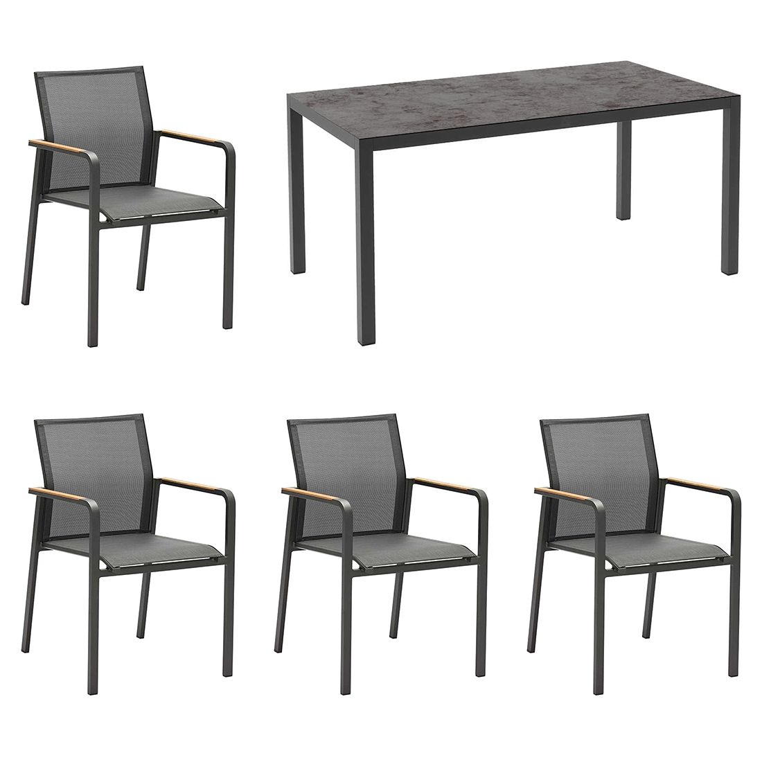 Hagemøbelsett Bee 4 plasser aluminium 160x90 cm forfra