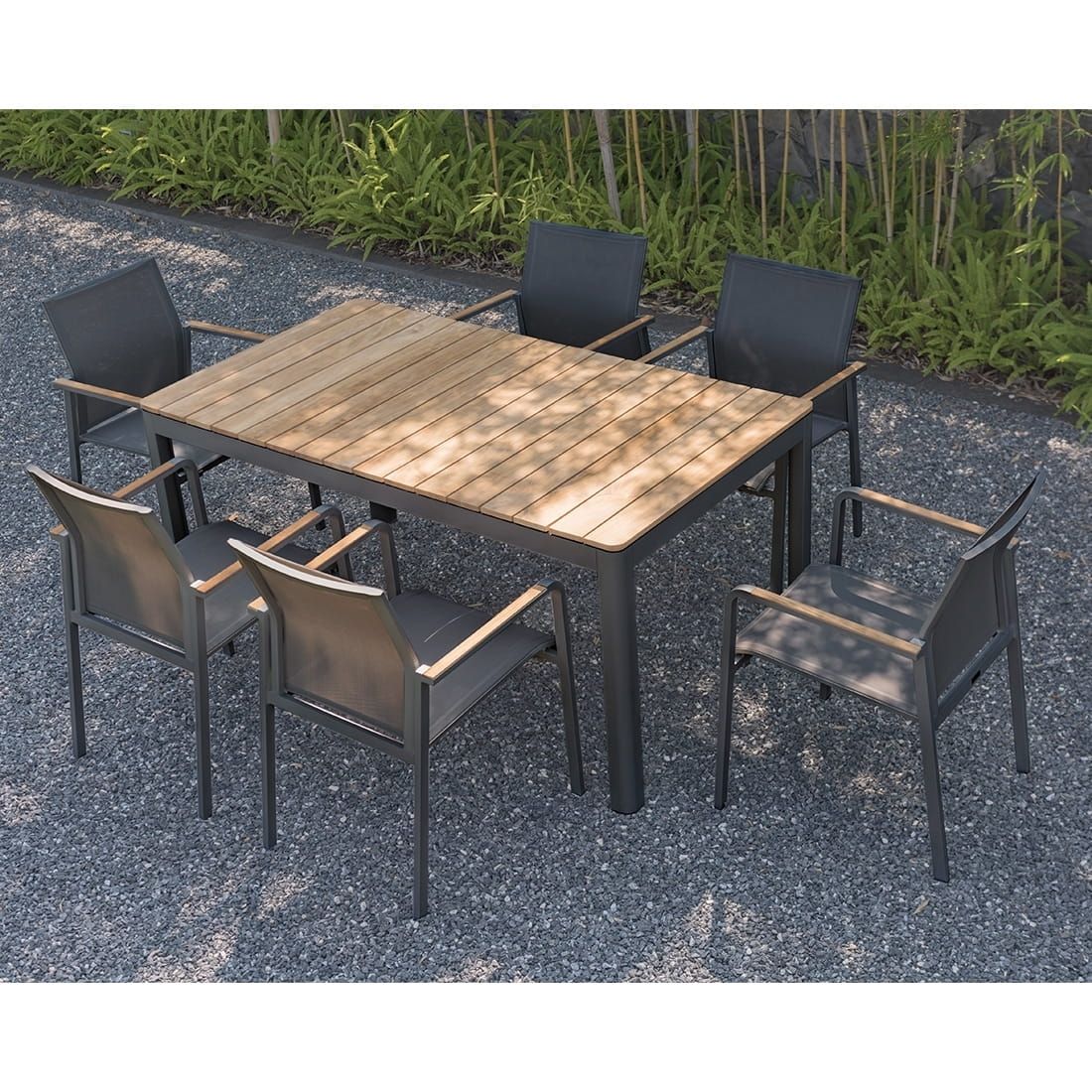 Hagemøbelsett Bee 6 plasser aluminium/textilen forfra
