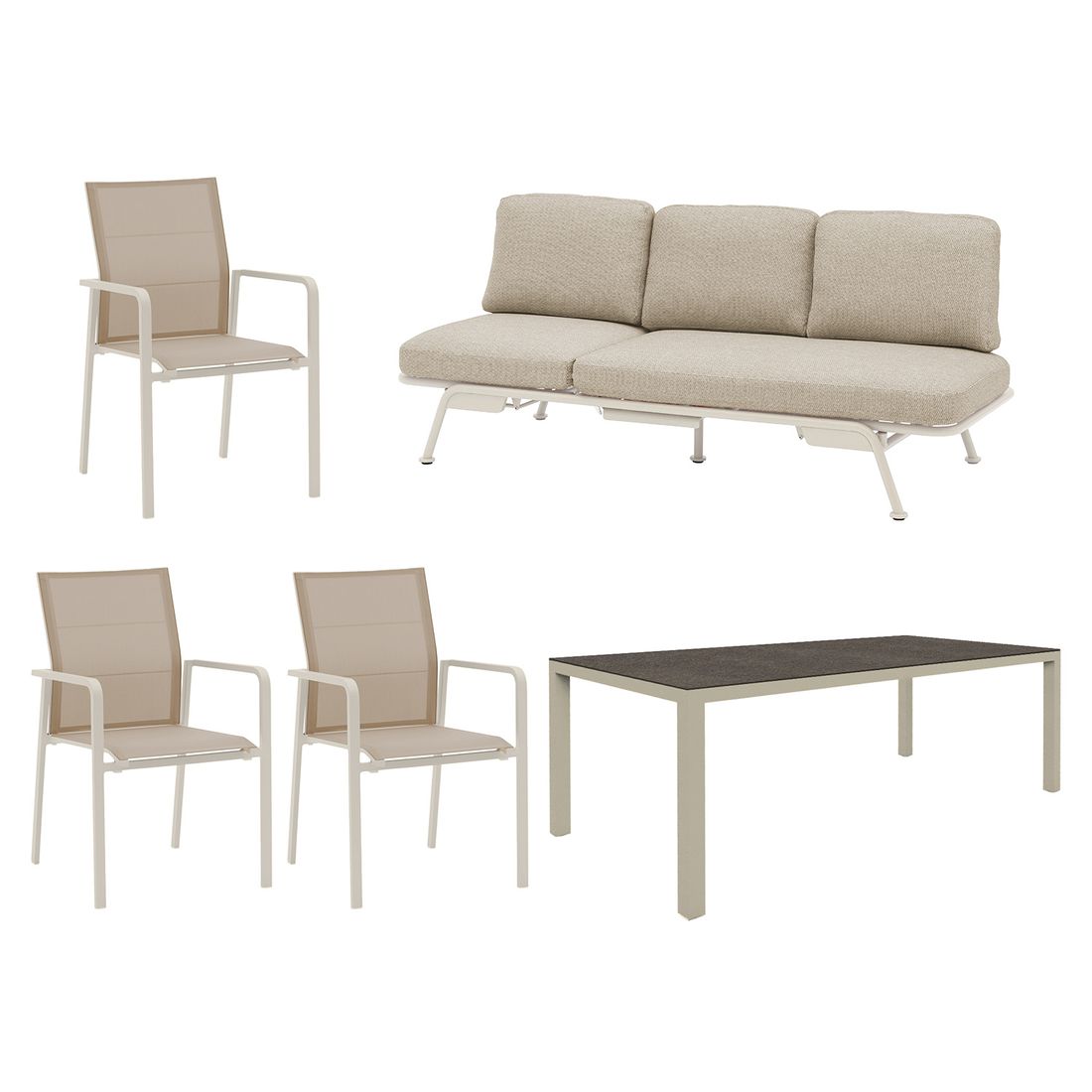 Hagemøbelsett Bee 6 plasser aluminium sett bakside