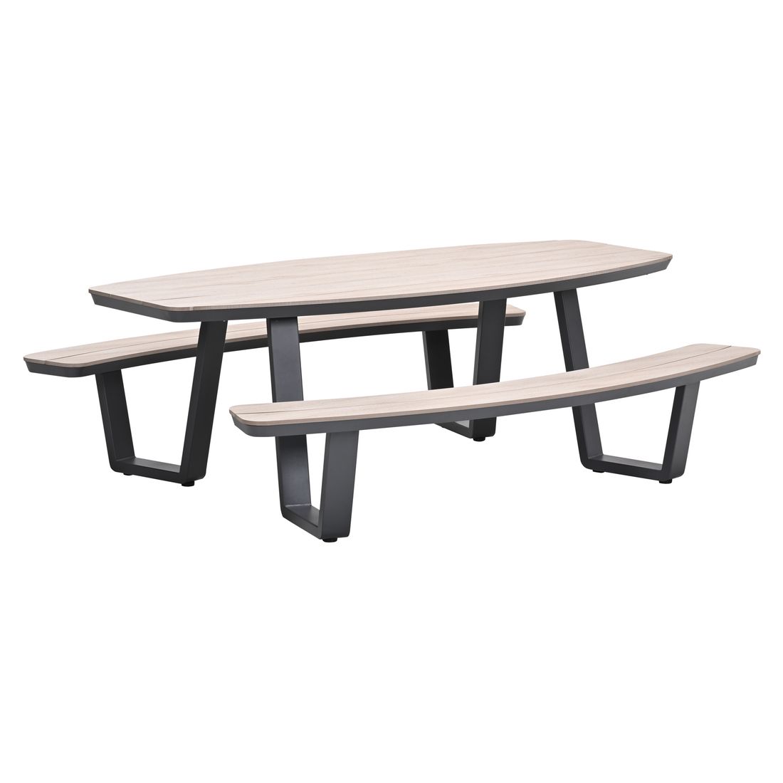Hagemøbelsett Bell 8 plasser aluminium WPC 220x100 cm bakside