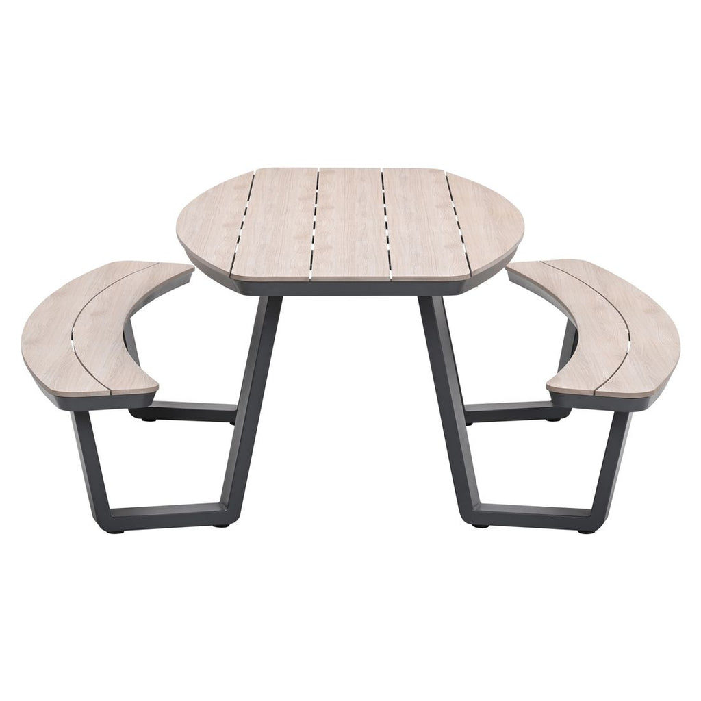 Hagemøbelsett Bell 8 plasser aluminium WPC 220x100 cm nærbilde av sete