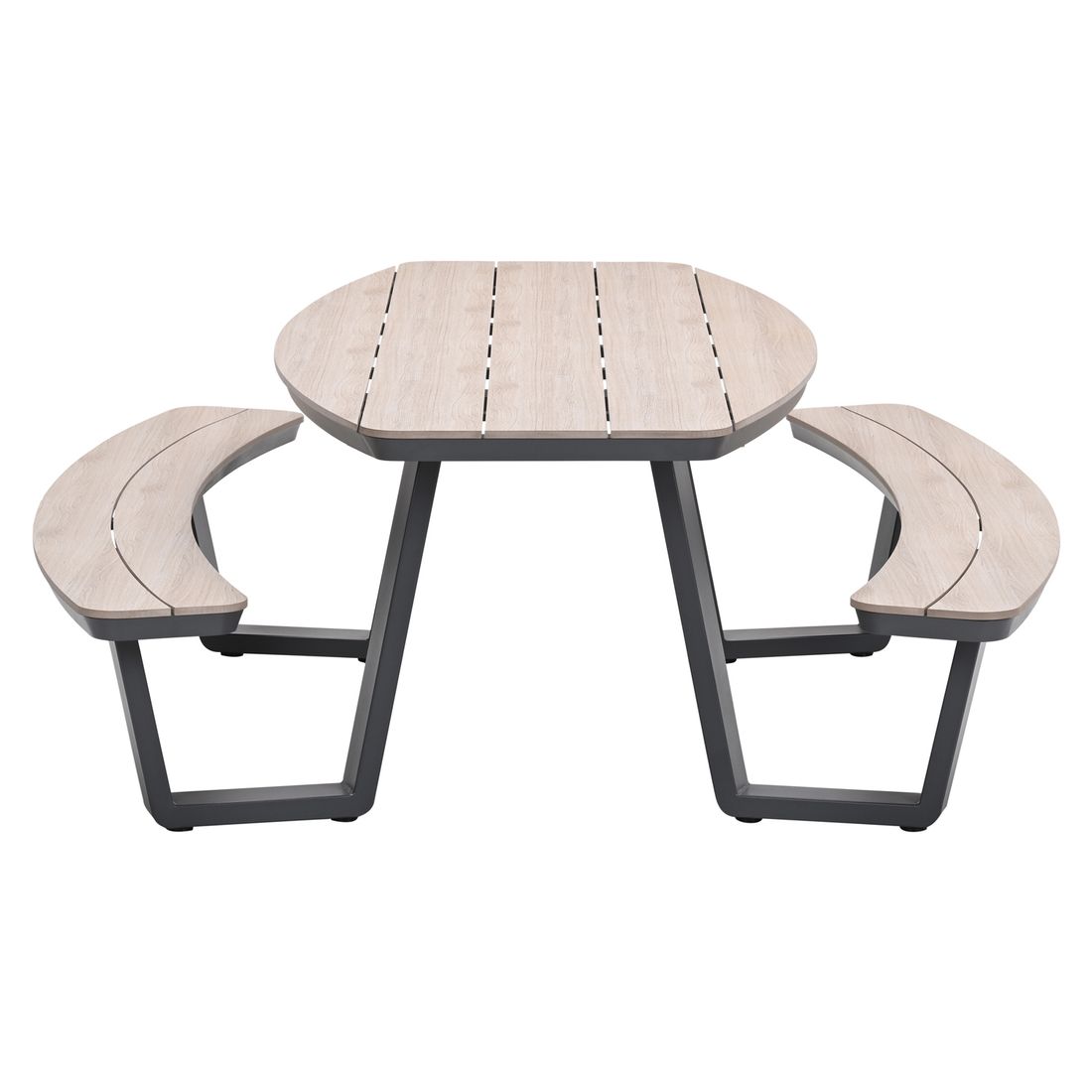 Hagemøbelsett Bell 8 plasser aluminium WPC 220x100 cm nærbilde av sete