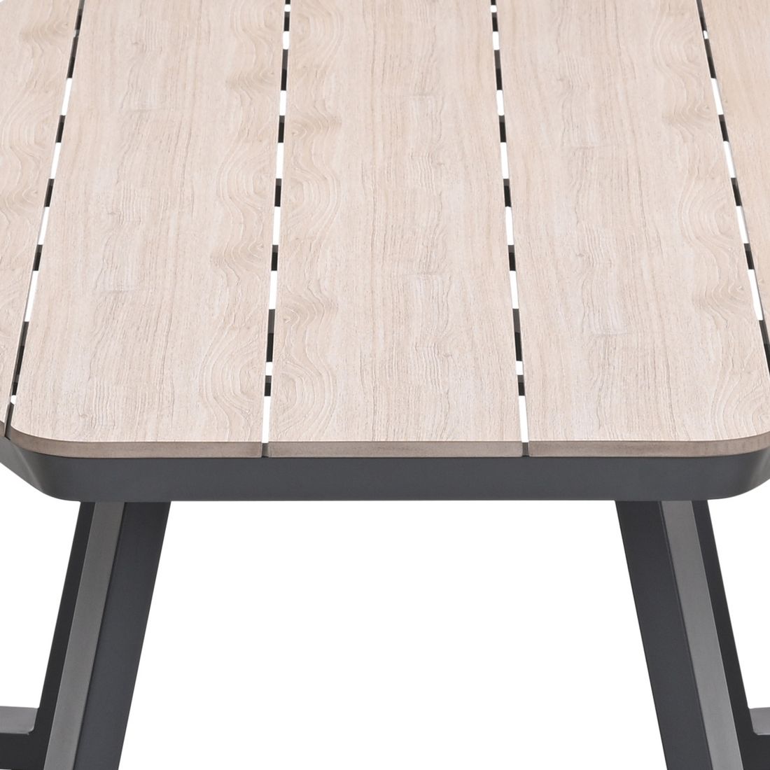 Hagemøbelsett Bell 8 plasser aluminium WPC 220x100 cm sideprofil