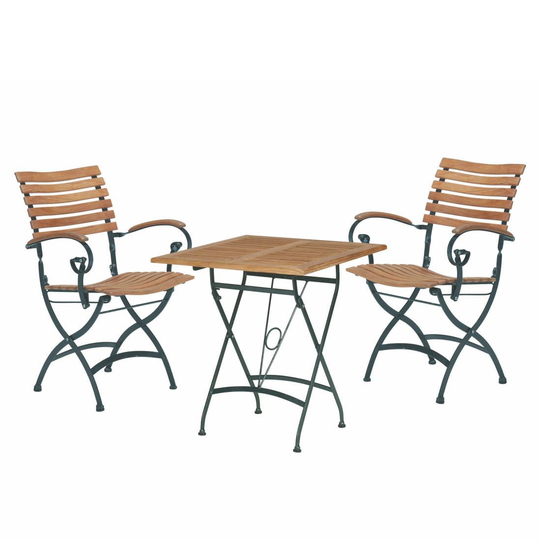 Hagemøbelsett Bellini 2 plasser teak og jern forfra