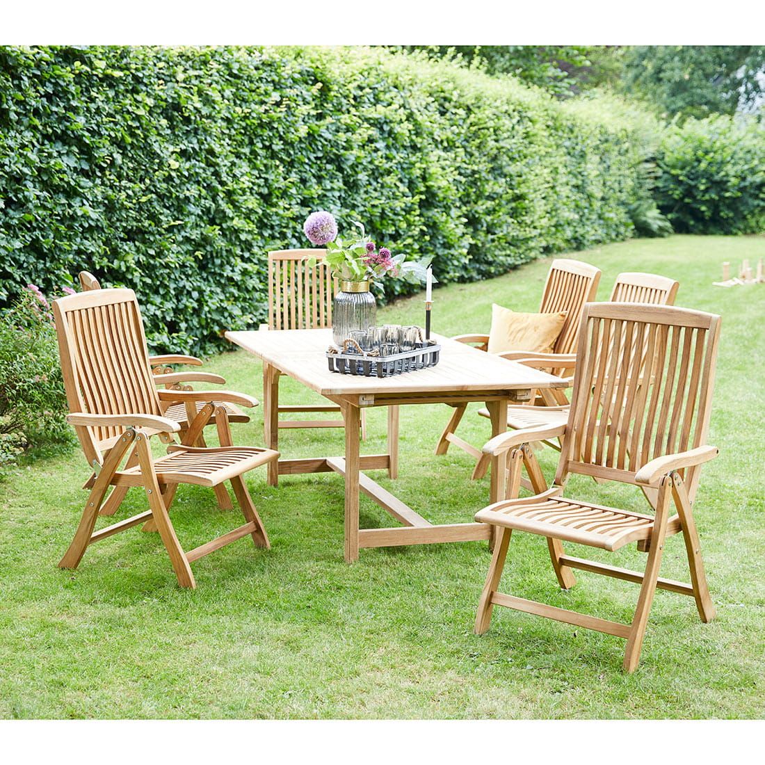 Hagemøbelsett Birmingham 6 plasser teak forfra