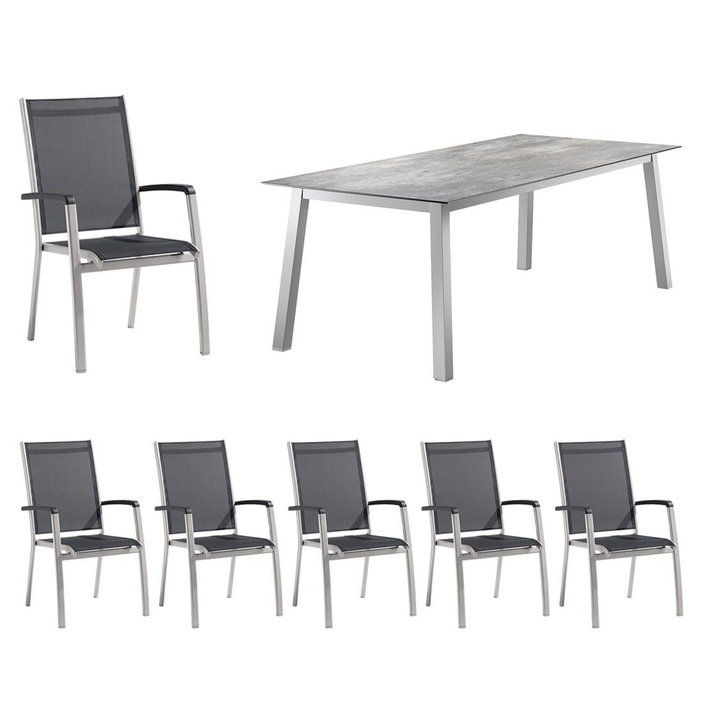 Hagemøbelsett Bodega 6 plasser aluminium HPL forfra