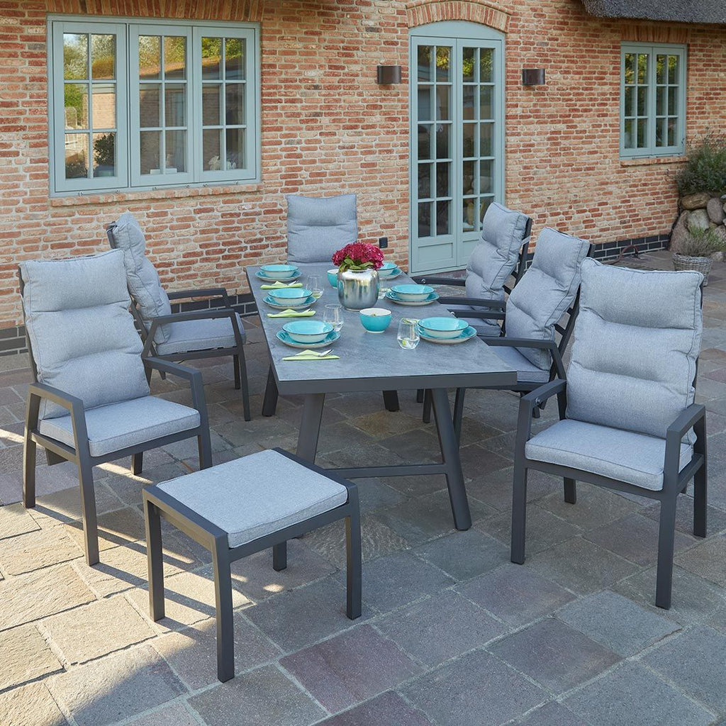 Hagemøbelsett Bondino 6 plasser, uttrekkbart 160/210x90 cm - LC Garden forfra