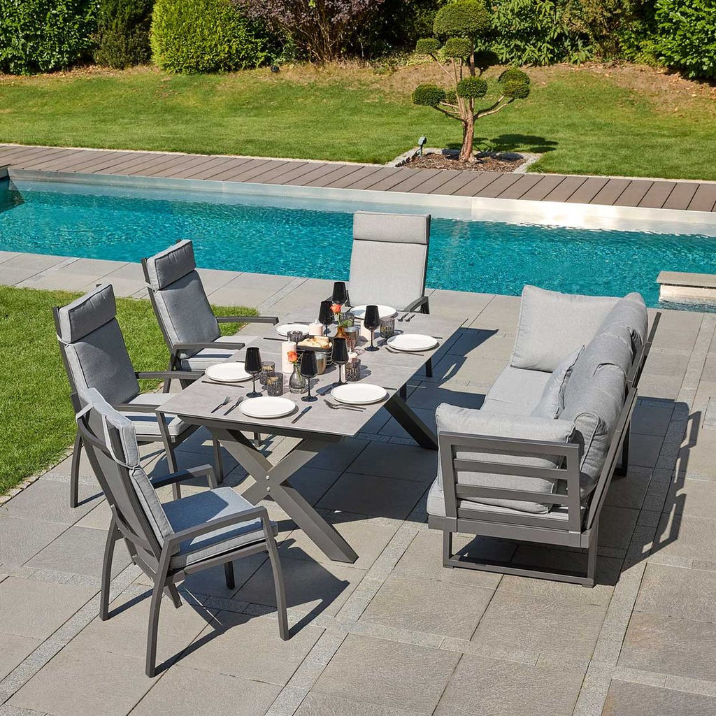 Hagemøbelsett Bondino uttrekkbart 200/260x100 cm aluminium - LC Garden forfra