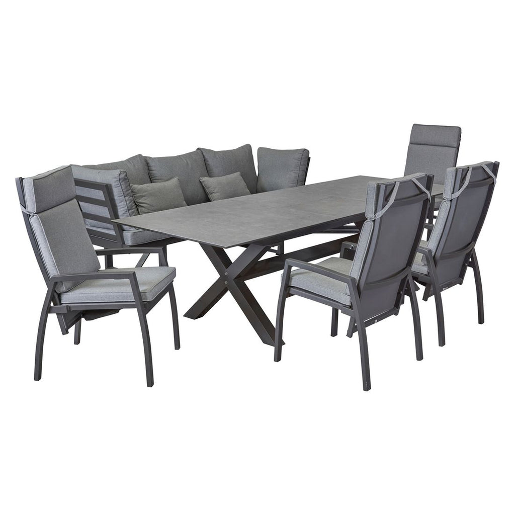 Hagemøbelsett Bondino uttrekkbart 200/260x100 cm aluminium - LC Garden bakside
