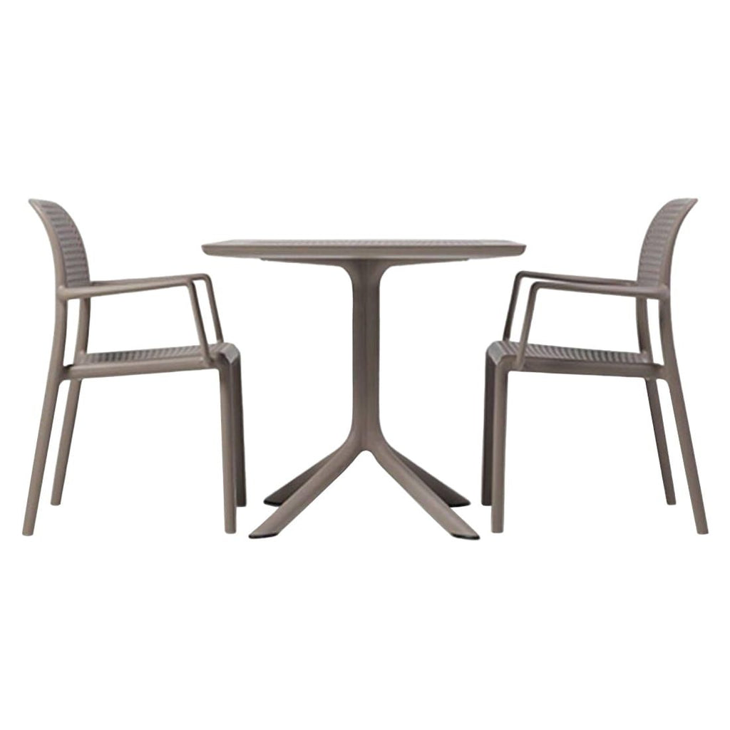 Hagemøbelsett Bora 2 plasser, plast 80x80 cm taupe forfra