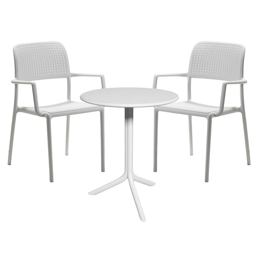 Hagemøbelsett Bora 2 plasser, plast, bord Ø60,5 cm bakside