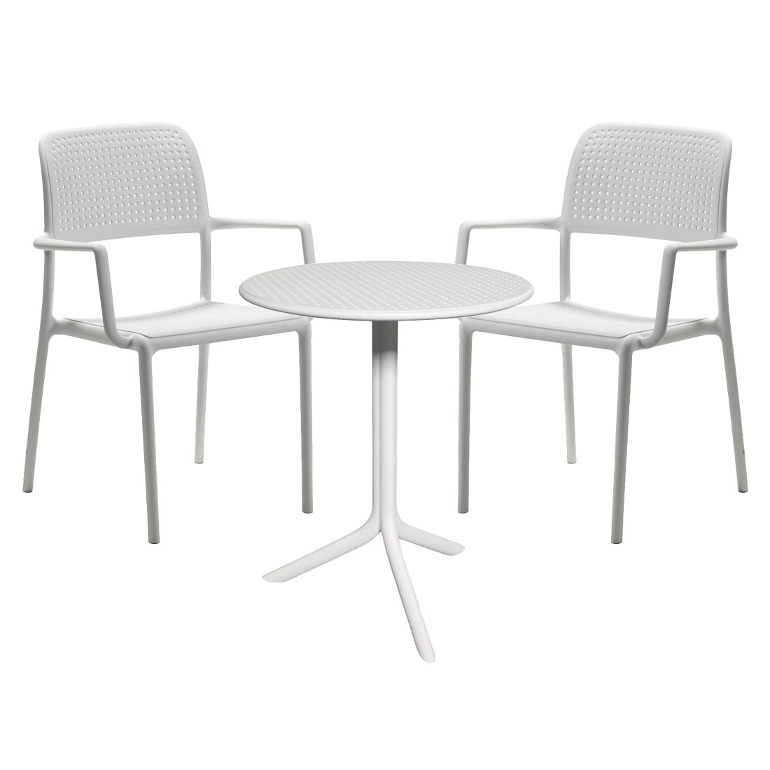Hagemøbelsett Bora 2 plasser, plast, bord Ø60,5 cm bakside
