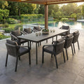 Hagemøbelsett Bordeaux 8 plasser aluminium tau 220x100 cm - OUTLIV forfra