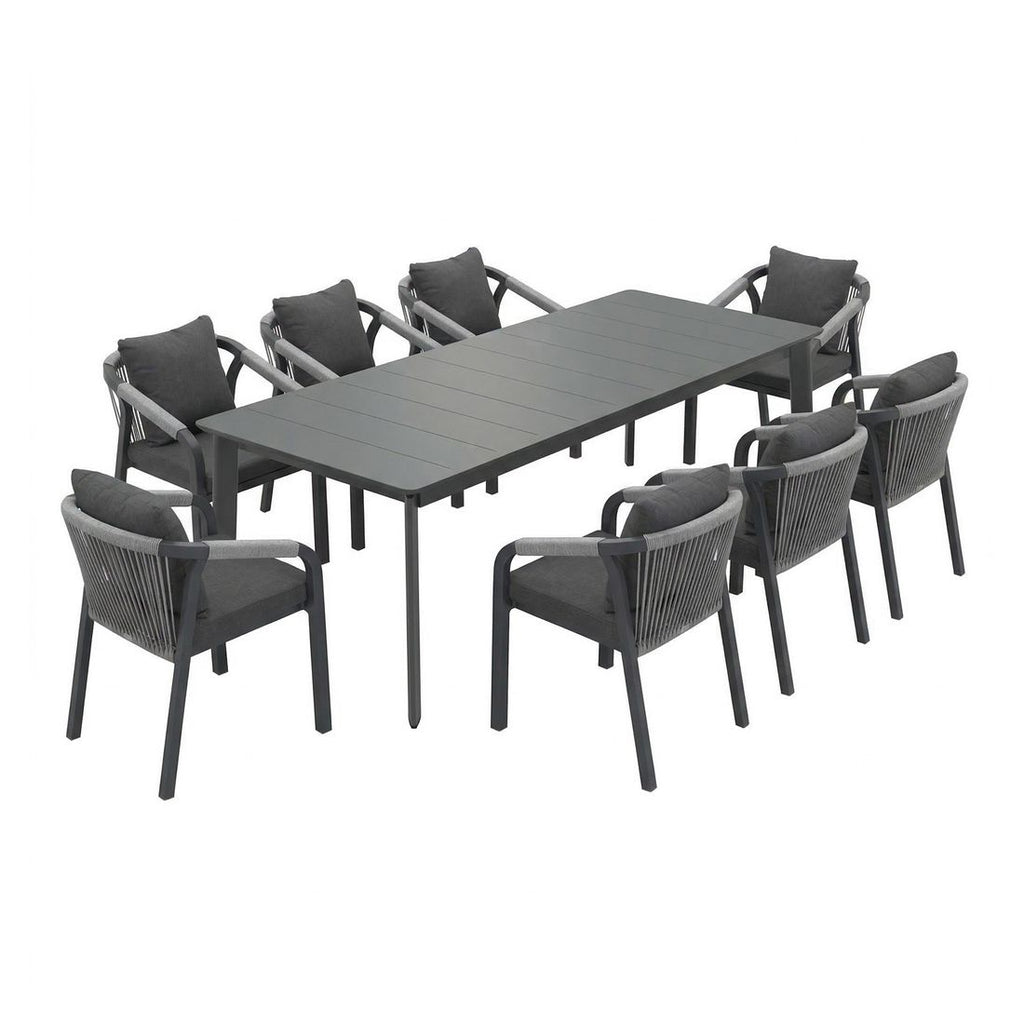 Hagemøbelsett Bordeaux 8 plasser aluminium tau 220x100 cm - OUTLIV bakside