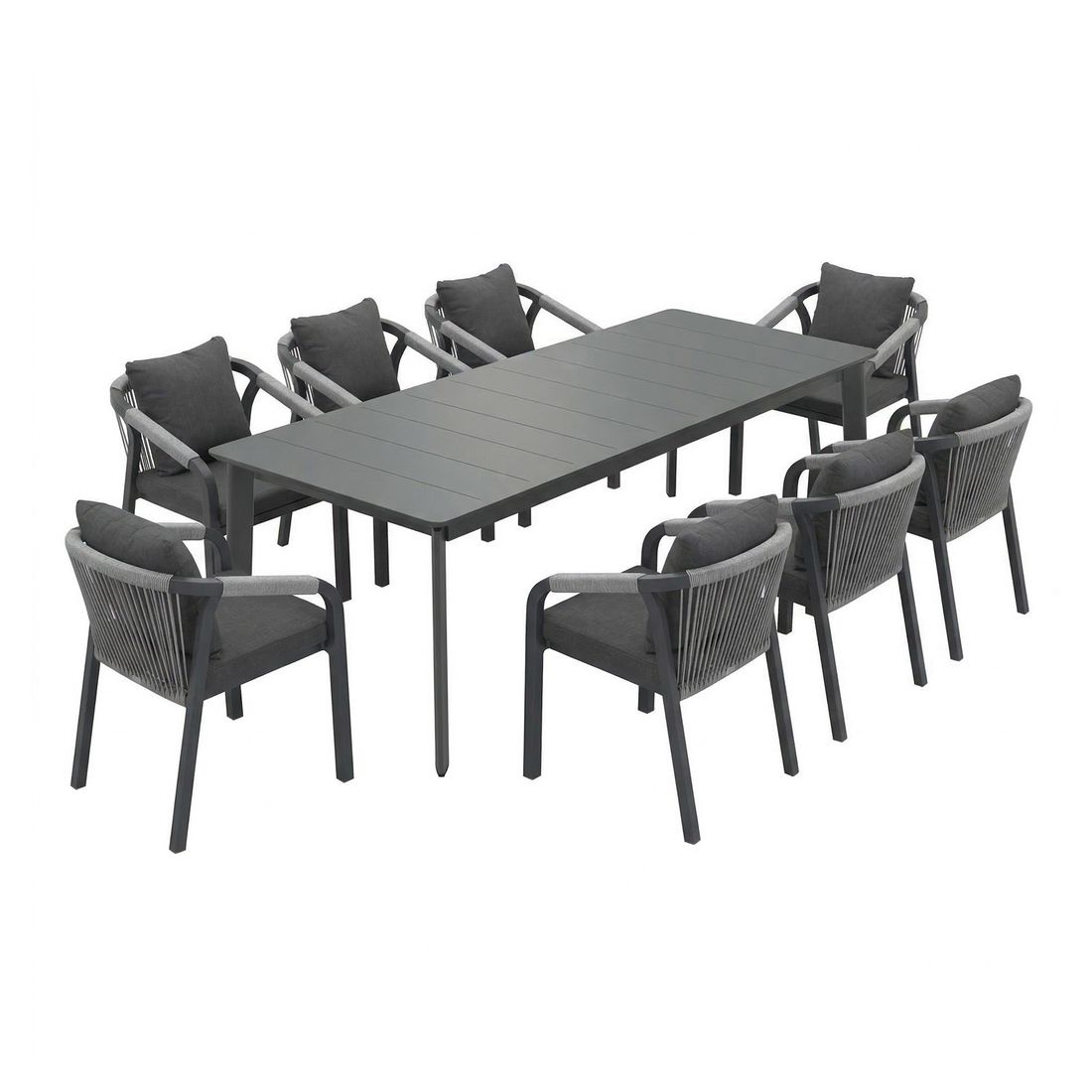Hagemøbelsett Bordeaux 8 plasser aluminium tau 220x100 cm - OUTLIV bakside