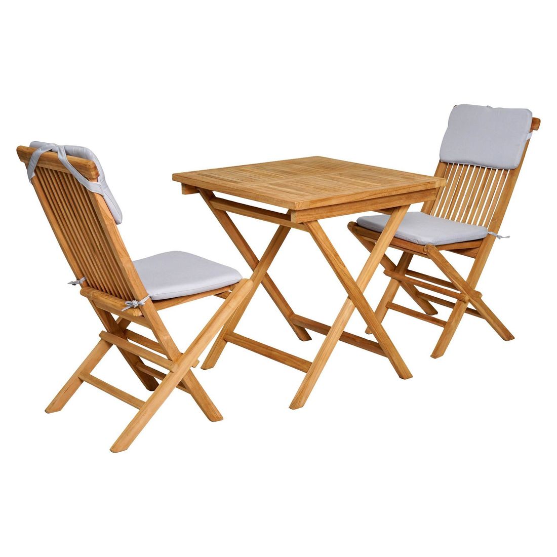 Hagemøbelsett Bristol 2 plasser teak 70x70 cm bakside