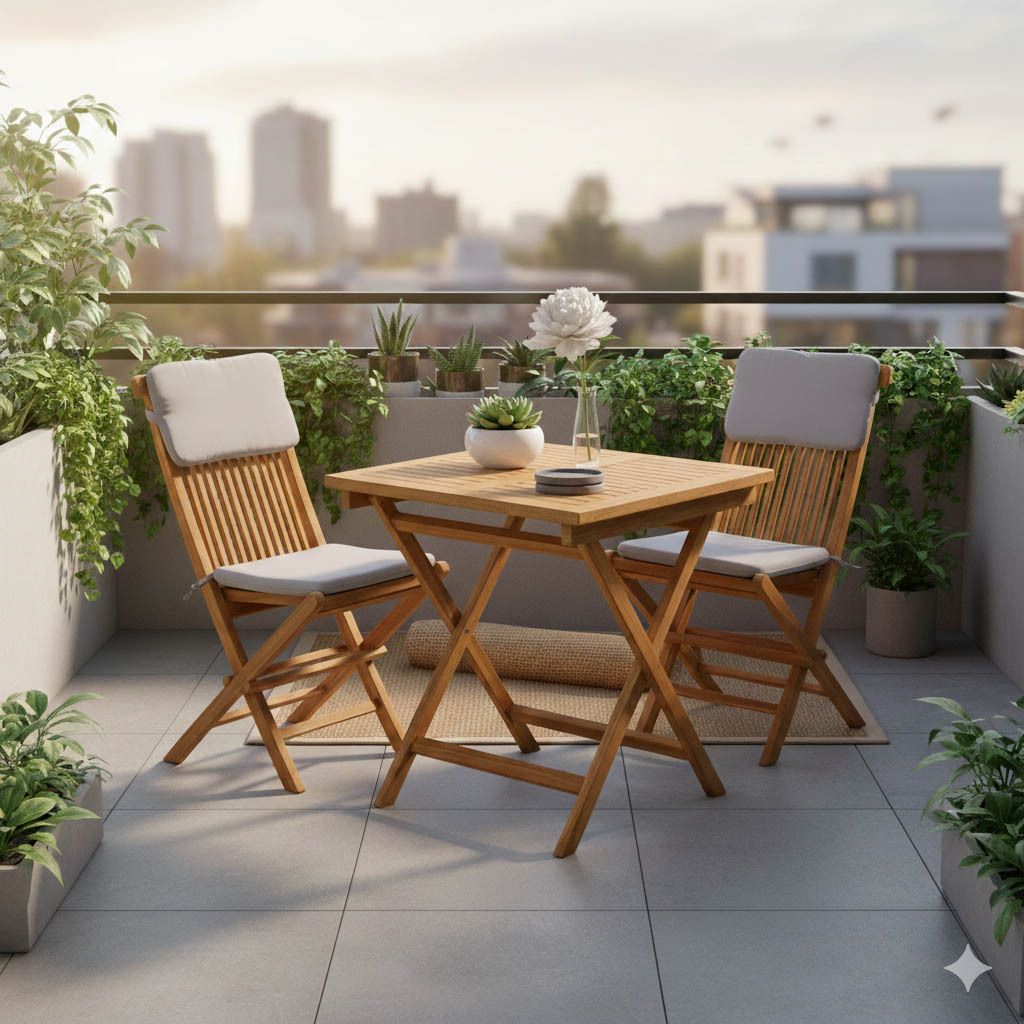 Hagemøbelsett Bristol 2 plasser teak 70x70 cm forfra