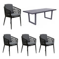 Hagemøbelsett Cairns 4 plasser aluminium tau 200x100 cm forfra