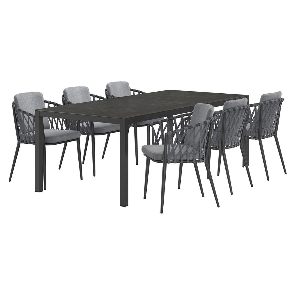 Hagemøbelsett Cairns 6 plasser aluminium/keramikk bakside