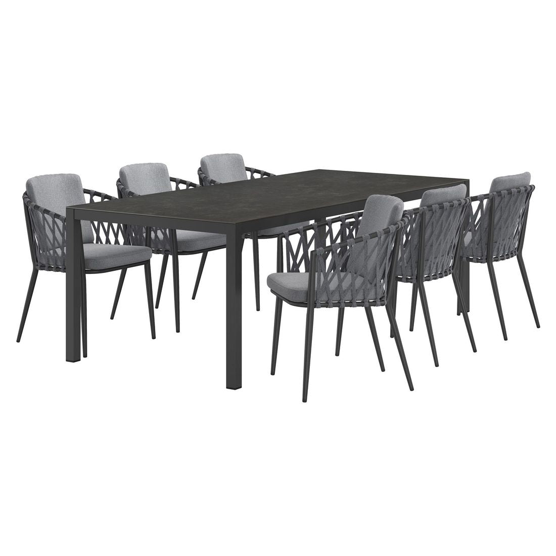 Hagemøbelsett Cairns 6 plasser aluminium/keramikk bakside