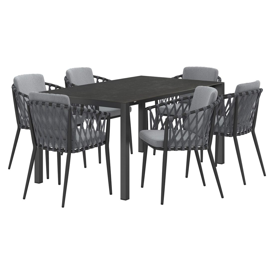 Hagemøbelsett Cairns 6 plasser, uttrekkbart 160/267x92 cm - OUTLIV bakside