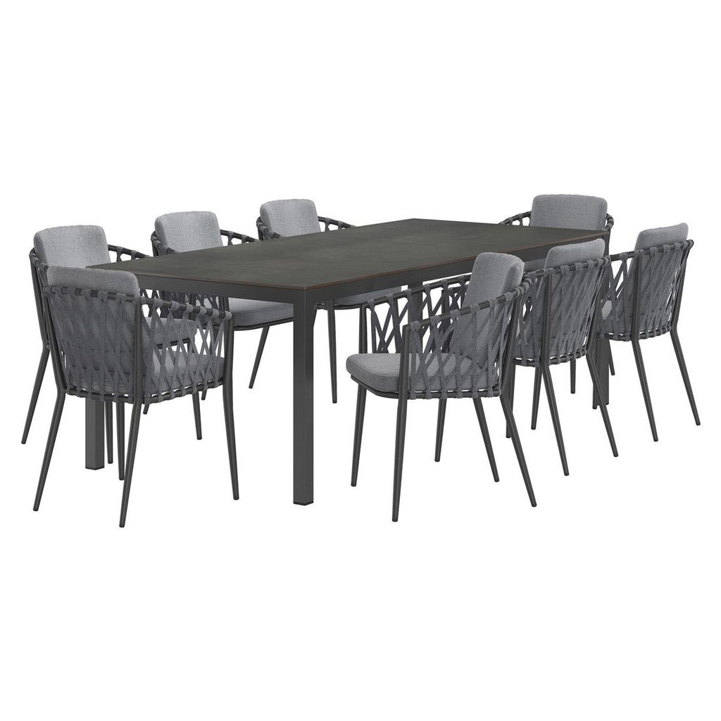 Hagemøbelsett Cairns 8 plasser aluminium HPL bakside