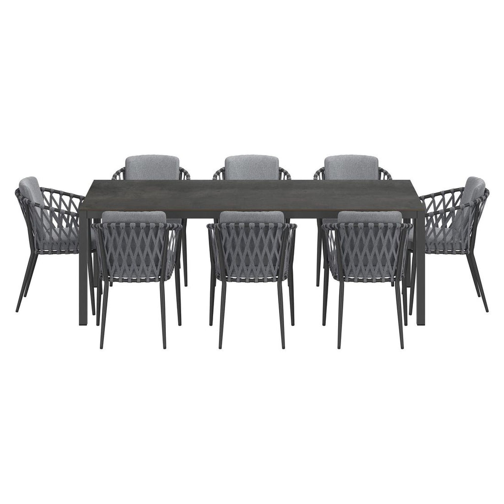 Hagemøbelsett Cairns 8 plasser aluminium HPL montert i hage